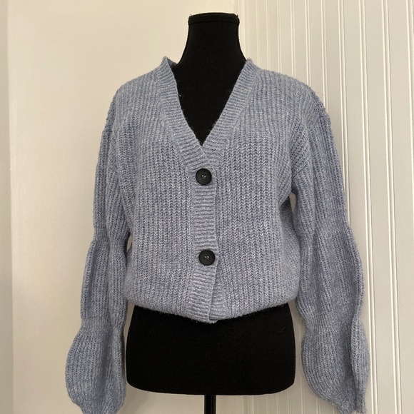 Blue Tiered Sleeve Cottagecore Cardigan - Picture 1 of 5